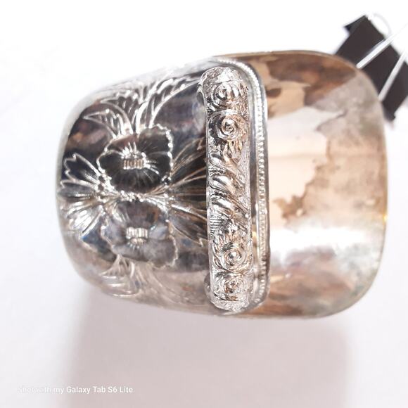 Vintage Silver Tone Sugar Scuttle Dish Ornate Distressed - Picture 9 of 9